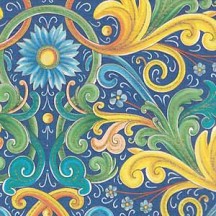 Bright Florentine Scroll and Flower Italian Paper ~ Kartos Italy